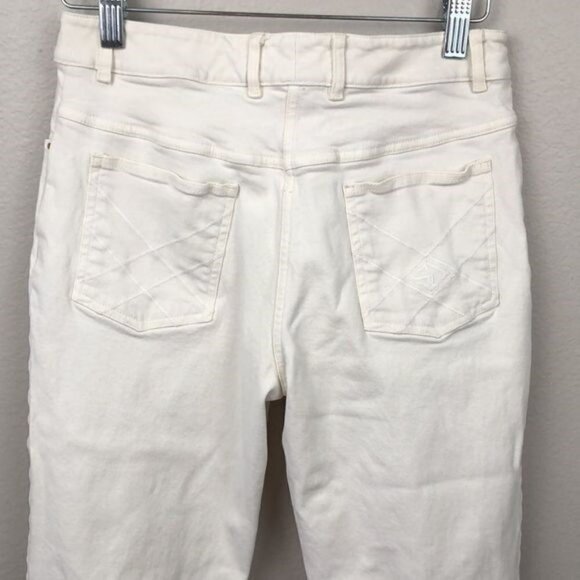 St John Sport Jean Creamy Ankle Length Flare/Boot Leg Zip Fly Classic Denim - Picture 7 of 13